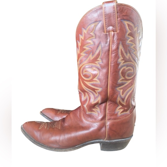 JUSTIN Western Cowboy Marble Brown Leather Boots Style # 1562 SZ 13D - Picture 2 of 9